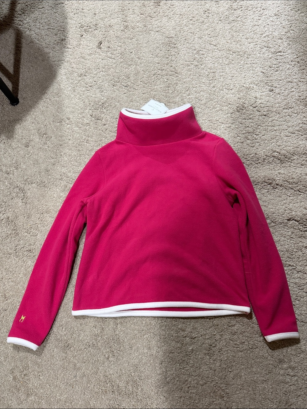 Dudley Stephens Hot Pink Turtleneck Pullover with White Trim
